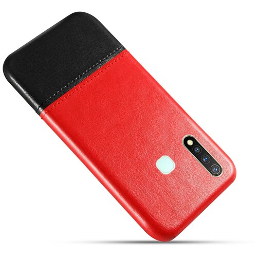 Чехол панель-накладка MyPads для Vivo Y19 / Vivo U3 обтянутый качественной импортной кожей двухцветный дизайнерский с элегантной прошивкой красны.