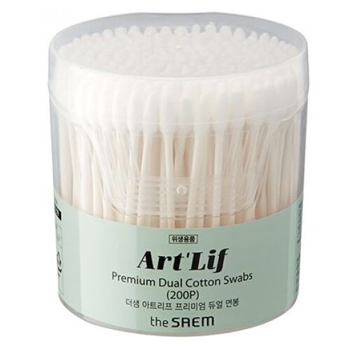 Ватные палочки The Saem Art'Lif Premium Dual Cotton Swabs, белый, 200 шт., банка ватные палочки the saem art lif premium dual cotton swabs белый 200 шт банка