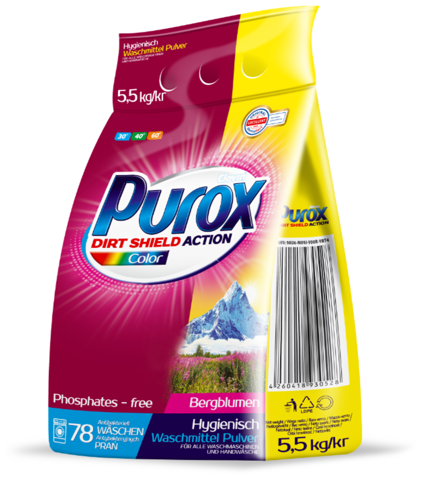 Стиральный порошок Purox Color для цветного белья, 5.5 кг