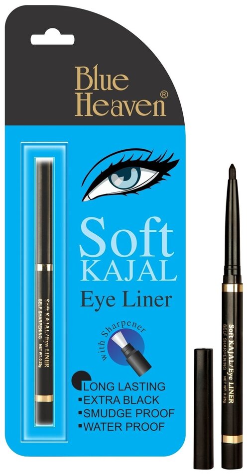Blue Heaven Карандаш - сурьма для глаз Soft Kajal Eye Liner, оттенок черный