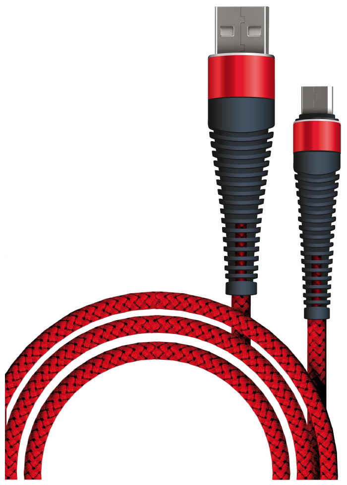 Кабель BORASCO Fishbone, micro USB B (m), USB A(m), 1м, красный [50183] - фото №1