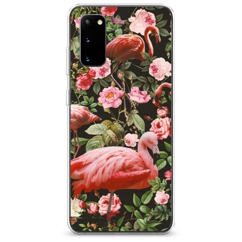 фото Силиконовый чехол "цветы и фламинго" на samsung galaxy s20 / самсунг гэлакси s20 case place