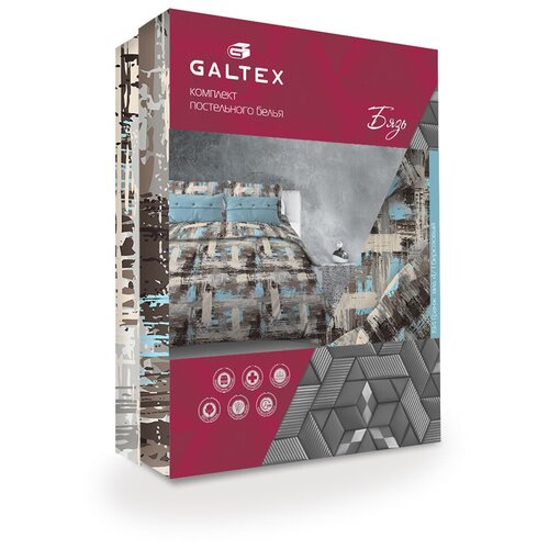 фото Комплект постельного белья евро galtex комфорт гранж бирюзовый галтекс