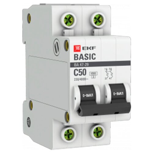 Автоматический выключатель EKF 2P 50А C 4,5кА ВА 47-29 Basic SQmcb4729-2-50C 16040789