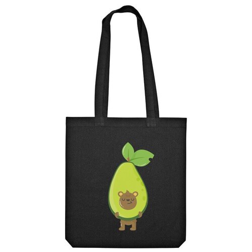 сумка мишка в авокадо зеленое яблоко Сумка шоппер Us Basic, черный