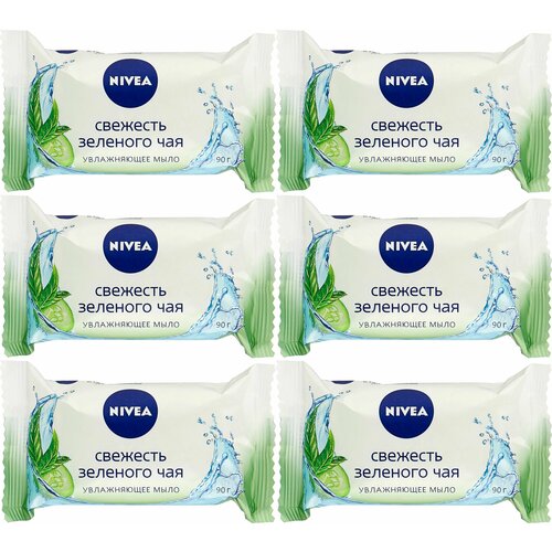 Nivea Мыло-уход туалетное Свежесть зеленого чая, 90 г, 6 штук nivea мыло уход туалетное свежесть зеленого чая 90 г 6 штук