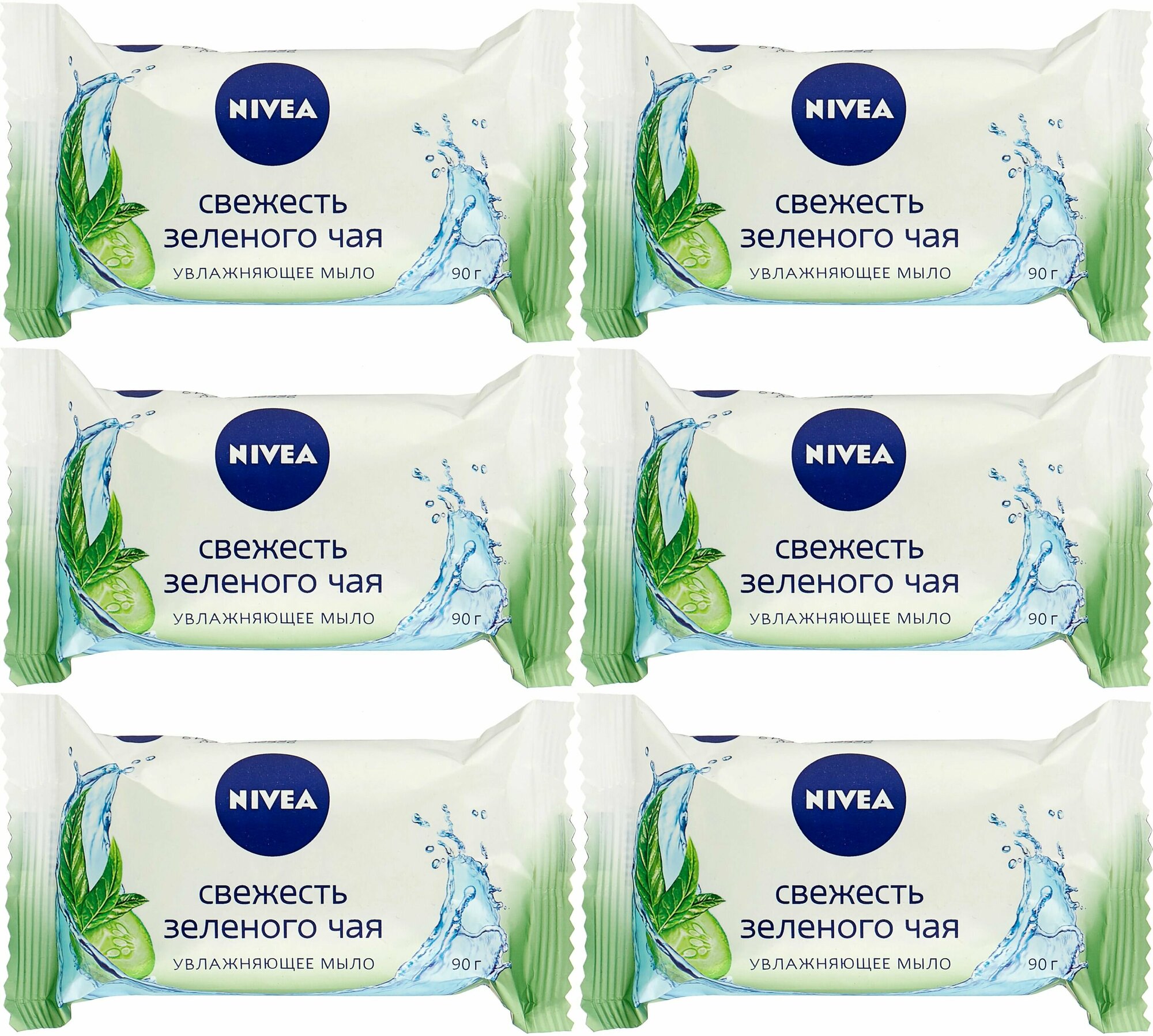 Nivea Мыло-уход туалетное Свежесть зеленого чая, 90 г, 6 штук