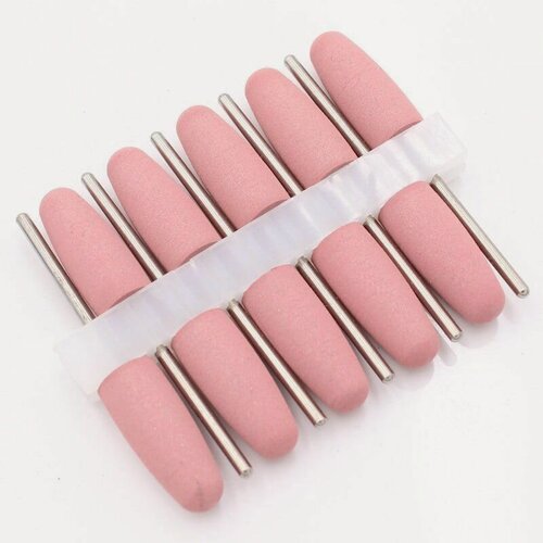 Изображение товара FG320 Набор 10шт фрезы силиконовые-карбидные головки, NeoHealth ( для прямого наконечника, хвостовика-2,35 мм, Средняя , розовый ) (стоматология/зуботехнические)(маникюр/педикюр)