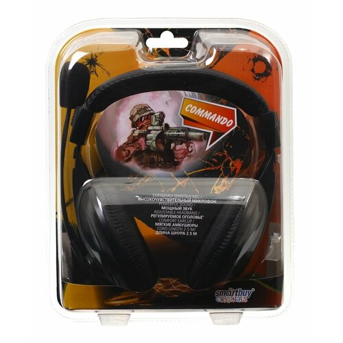 Игровые наушники Гарнитура Smartbuy COMMANDO регулятор громкости кабель 25м 91000₽