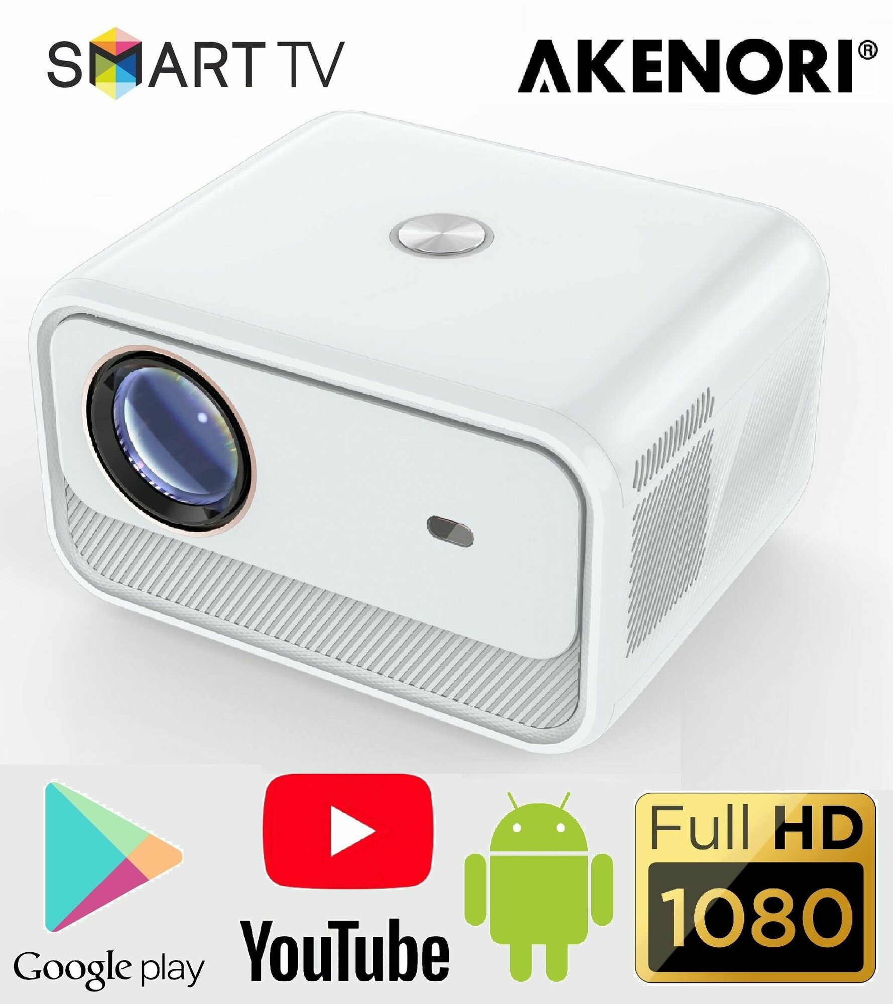 Проектор для домашнего кинотеатра на системе Андройд Akenori Android, проэктор, портативный проектор, проектор мультимедийный, проектор ярче xiaomi, Wanbo и Umiio LED-320W SMART Android TV