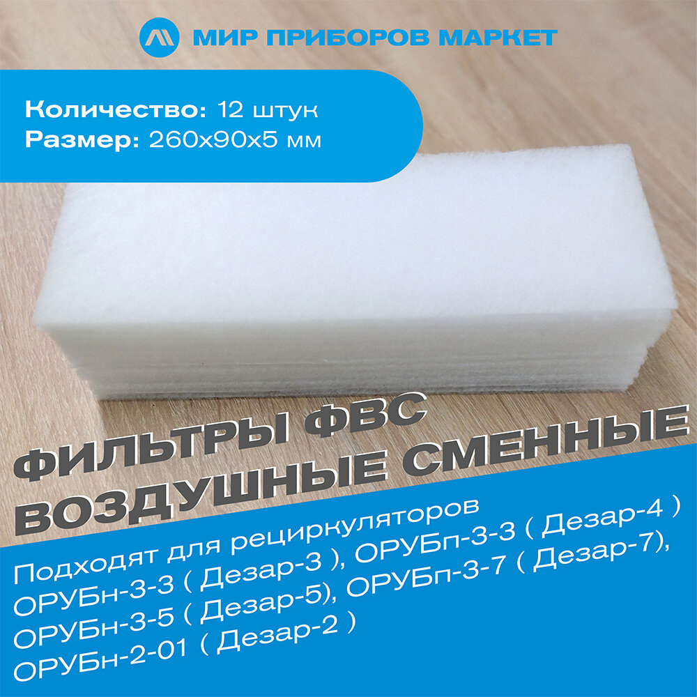 фото Комплект фильтров воздушных сменных ФВС для рециркулятора Дезар 2,3,4,5,7 (Кронт) 12шт