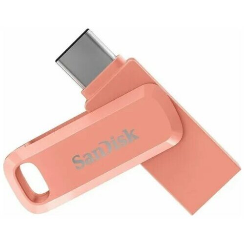 Флеш накопитель 64GB SanDisk Ultra Dual Drive Go, USB 3.1 - USB Type-C Pink original sandisk ultra dual drive usb 3 1 type c 128gb 64gb 32gb flash disk 256gb 512gb metal memory stick usb type a pendrive