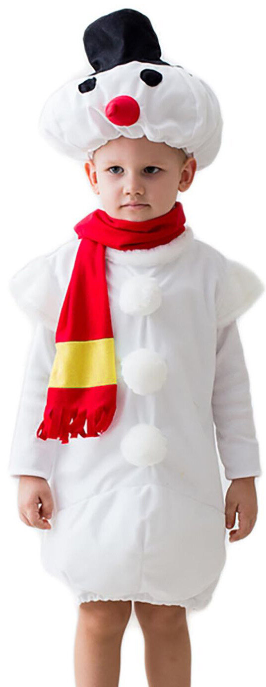 Карнавальный костюм детский "Большой снеговик" праздничный наряд для мальчика р-р 30-32 рост 122-128 см