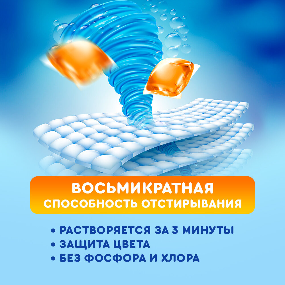 Капсулы для стирки Liby 3в1 антибактериальные против пятен, формула защиты цвета, концентрат с кондиционером, 52 шт. — фото 1