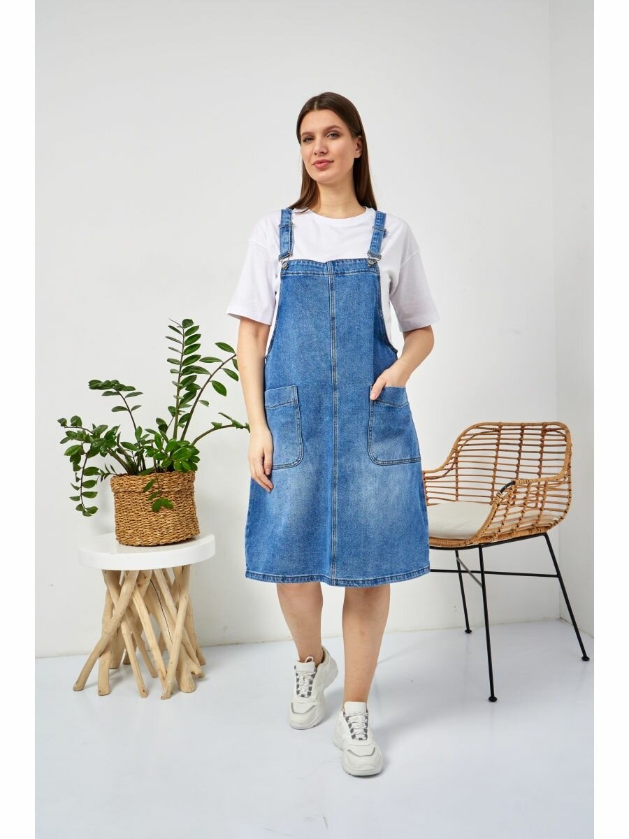 Сарафан  Весна - Лето 2023, размер 6XL, голубой — фото 1