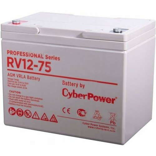 CyberPower батареи/комплектующие к ИБП CyberPower Аккумуляторная батарея RV 12-75 / 12 В 75 Ач cyberpower батареи комплектующие к ибп cyberpower аккумуляторная батарея rv 12290w 12в 76 ач клемма м6 дхшхв 259х168х208мм вес 30 4кг срок службы 10 лет