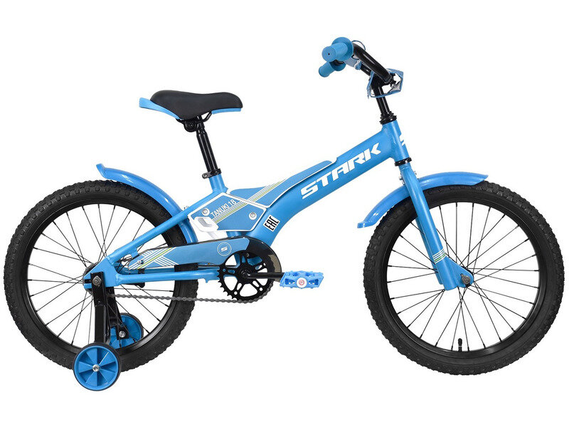Детский велосипед Stark Tanuki 18 Boy, год 2023, цвет Синий-Желтый