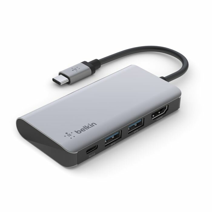 Адаптер Belkin Connect USB-C 4-in-1 Multiport Adapter. Цвет: серый