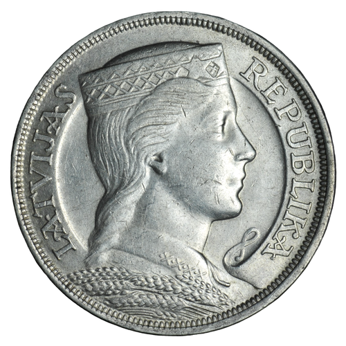 Серебряная монета Латвии 5 латов 1929 года