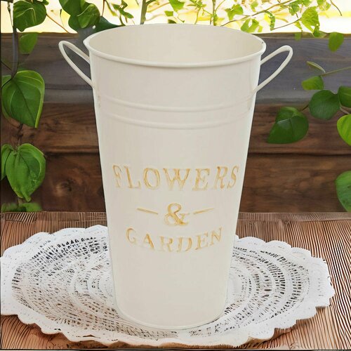 Вазон кашпо металлическое с ручками высокое с надписью 25 см 745₽