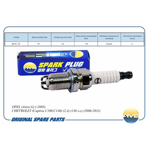 Свеча зажигания 1214149BKR5EKAMD PL92 Nickel для OPEL Astra G -2005 CHEVROLET Captiva C100 C140 24 378₽