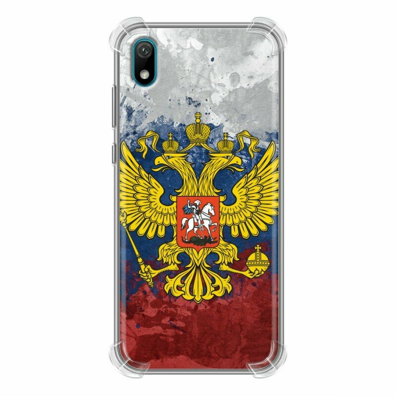 Дизайнерский силиконовый чехол для Хуавей Y5 2019 / Huawei Y5 2019 Российский флаг и герб