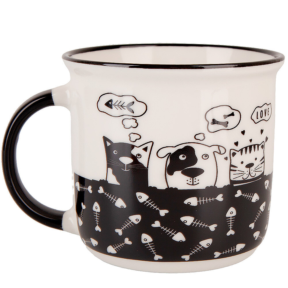 Набор кружек 2 шт "Сat&dog", 12,5х9,5х9 см, объем 380 мл, фарфор, Nouvelle — фото 1