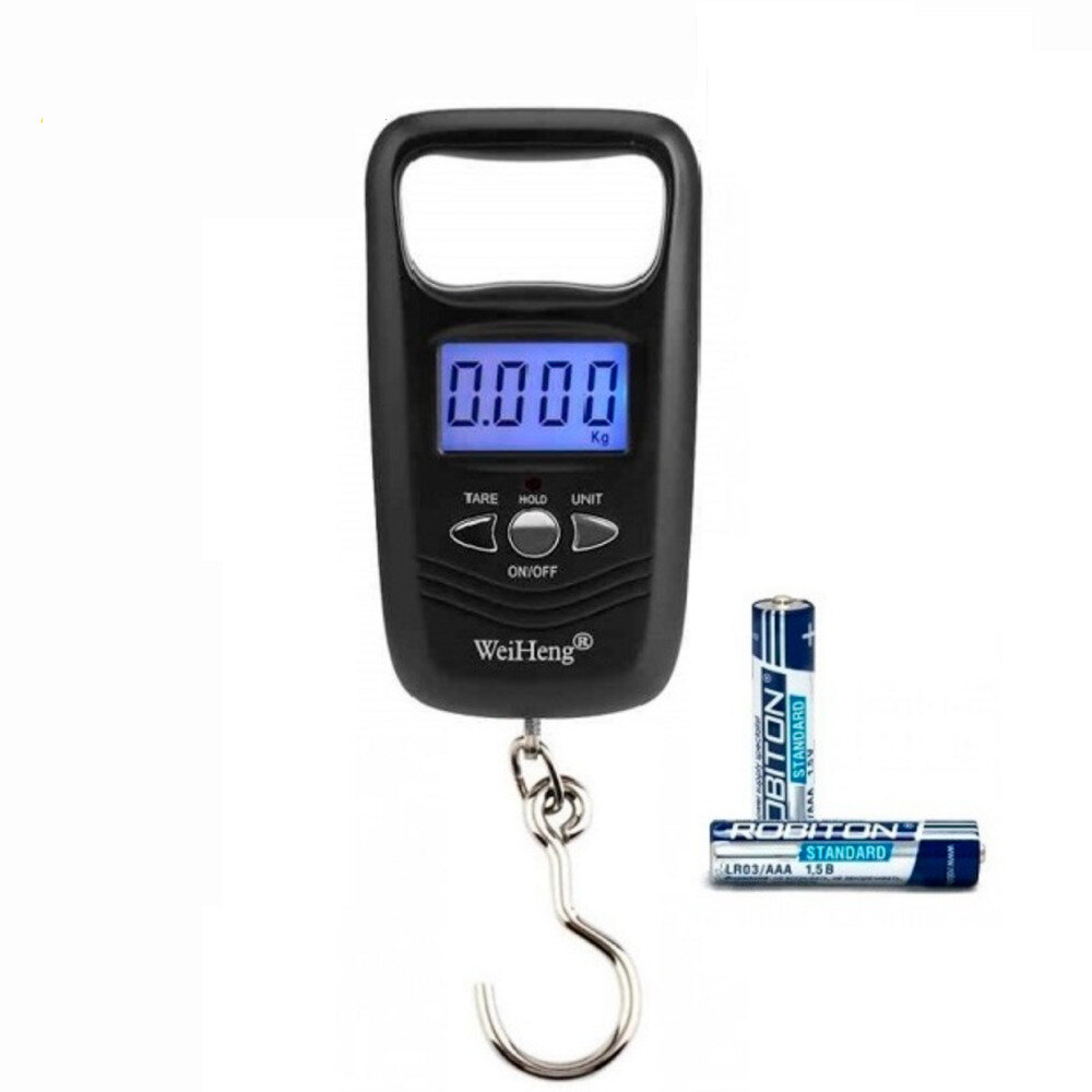 фото Электронные весы с крючком для багажа сумок рыболовные до 50кг // Весы кухонные, весы для рыбалки, весы для багажа, черный