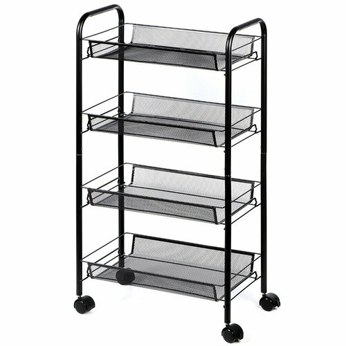 Металлическая этажерка 4 секции, 45х86х26 см, на колесах