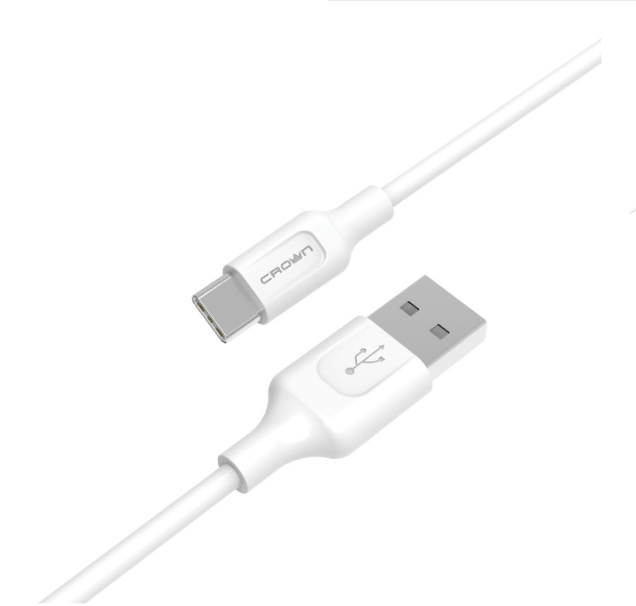 Кабель USB Type-C Crown CMCU-004C белый, провод Type-C ,1 м, USB 2.0, 5В/2А, до 480 Мбит/сек, ТЭП.