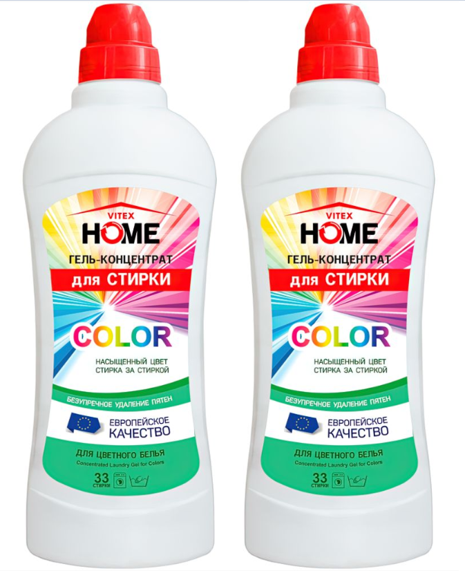 Гель концентрат для стирки Vitex Home Color для цветного белья  1000 мл  2 шт 