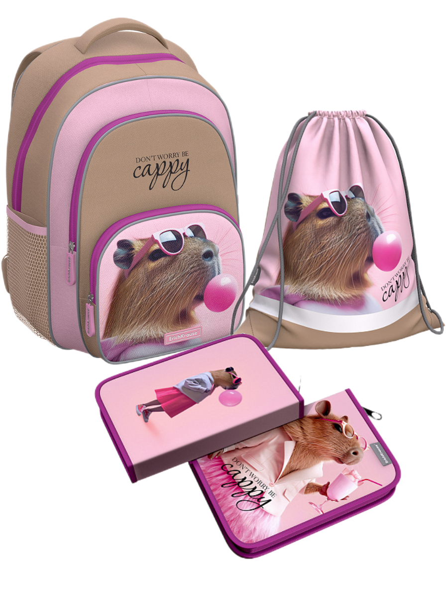 Школьный рюкзак с грудной перемычкой ErichKrause ErgoLine® 17L CapyBarbie 62807/3