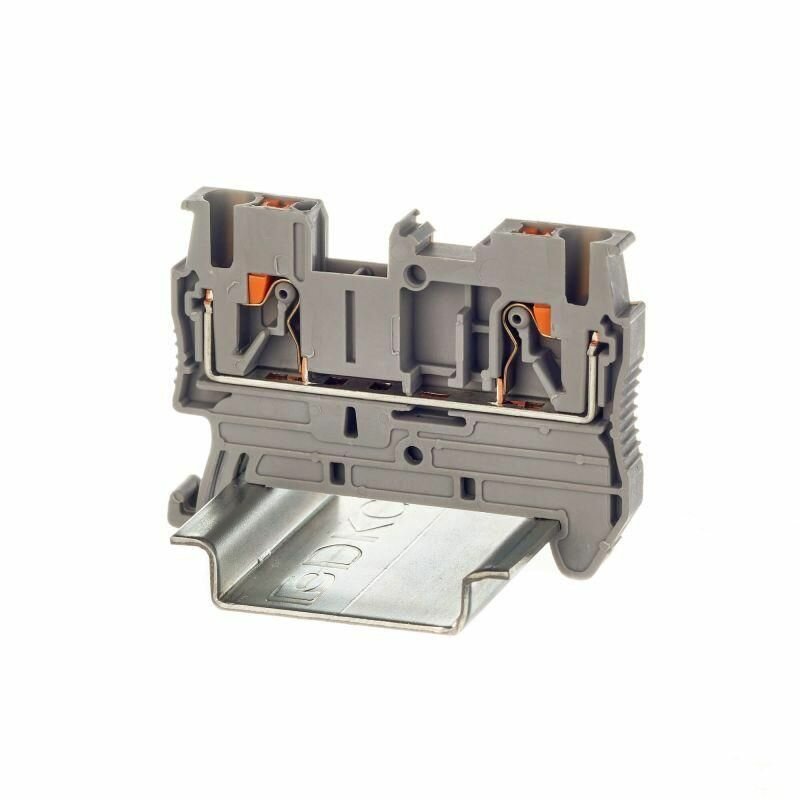 Клемма проходная зажим push-in 2 точки подключения 2.5кв. мм сер. DKC VPR-2.5-GY