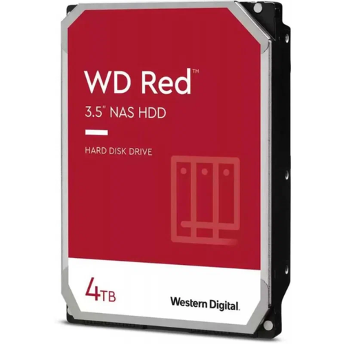 Жесткий диск HDD Western Digital SATA 4TB 6GB/S 256MB RED PLUS WD40EFPX, красный