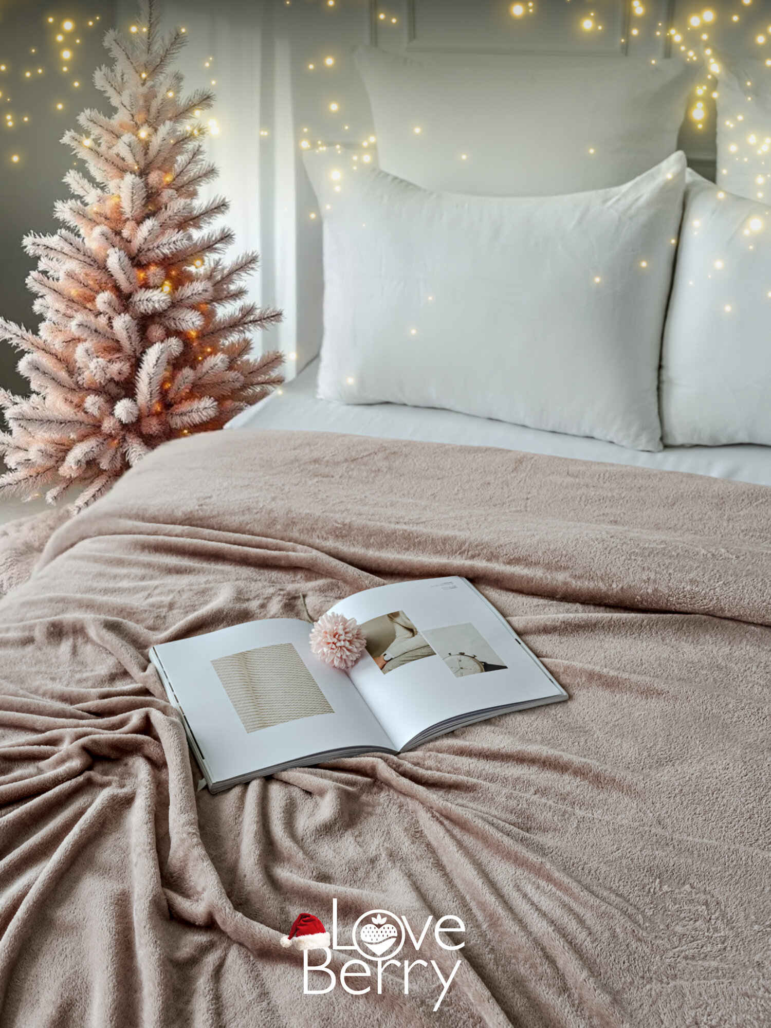 Картинки Плед 200х220 LOVEBERRY из велсофта Евро в спальню однотонный, подарок маме