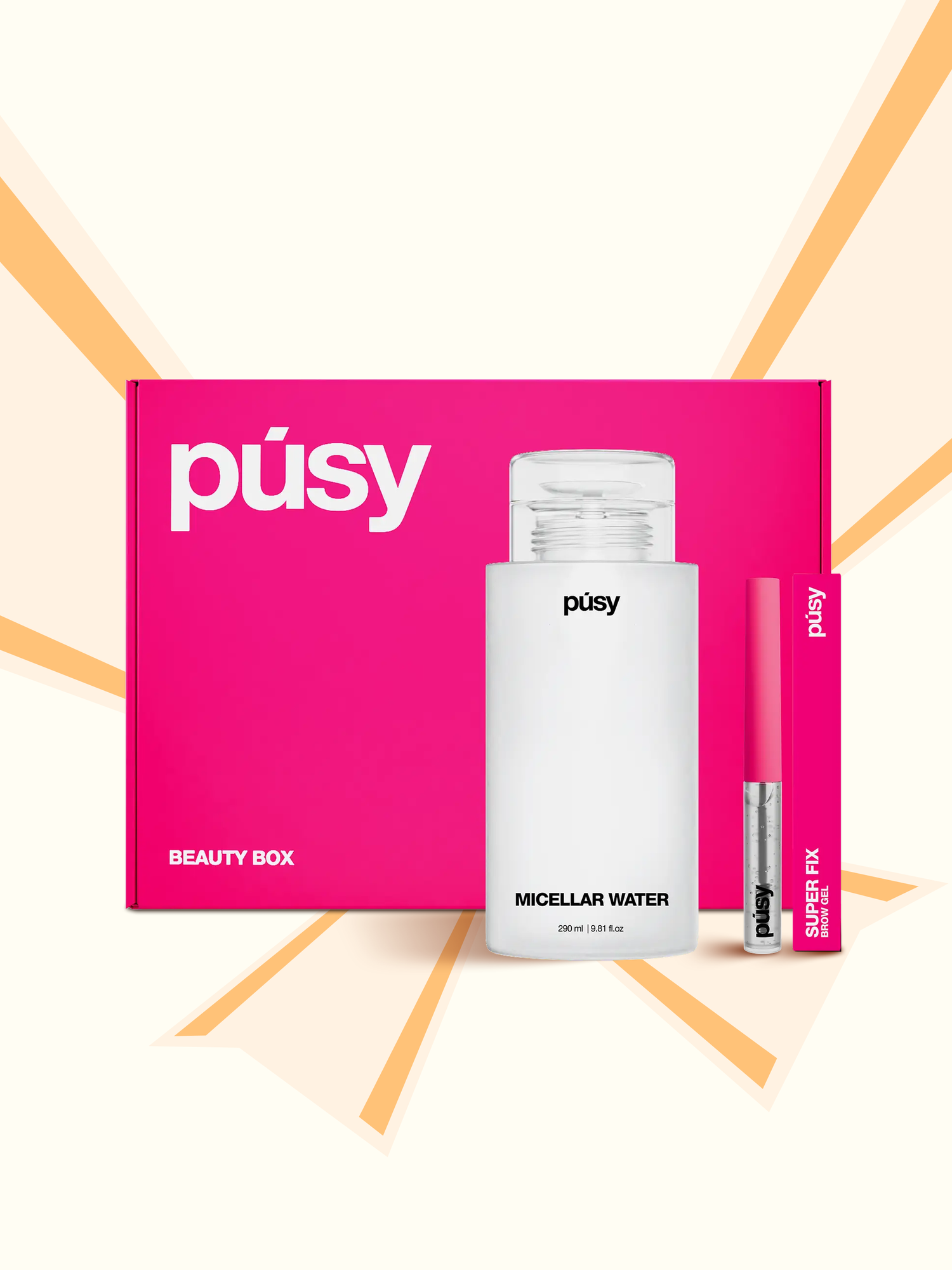 Набор PUSY Super Fix, пенка, мицеллярная вода и гель для бровей, 445 мл