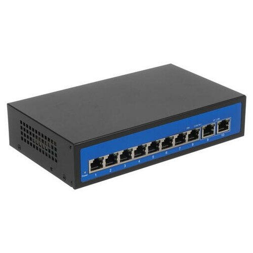 POE-коммутатор 8-канальный, гигабитный, 2xRJ45 UPLINK, POE-A, 120Вт | ORIENT SWP-7508POE/2P PS GE 2x8 портов poe инжектор poe разделитель для сетевой poe камеры видеонаблюдения power over ethernet ieee802 3af