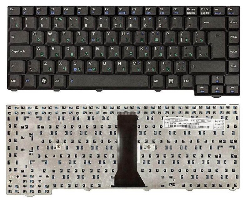 Клавиатура для ноутбука Asus MP-06913US-5282 24 pin Русская Черная 1380₽