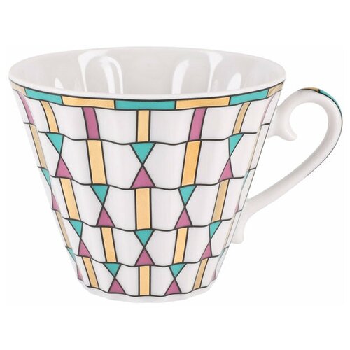 Чашка с блюдцем чайная. ИФЗ Форма Лучистая. Рисунок Геометрия цвета. 235 мл.