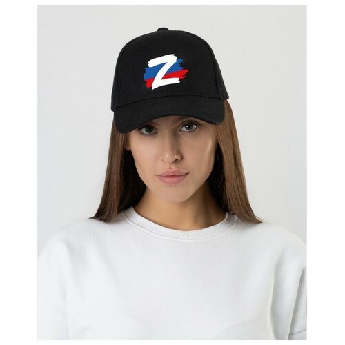 фото Кепка сима-ленд кепка "z с флагом рф", черная, размер 56, черный, синий