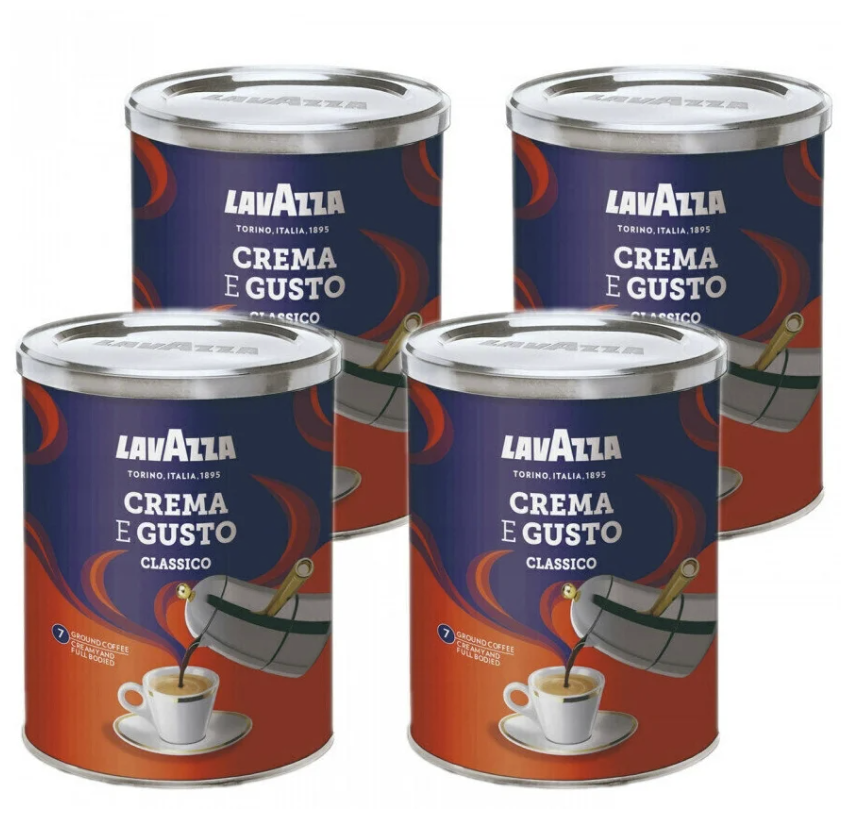 Кофе молотый Lavazza Crema e Gusto, 250 г ж/б, 4 шт.