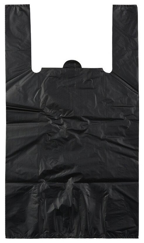 Пакет-майка Знак Качества ПНД 45 мкм черный (40+18x70 см, 50 штук в упаковке) - фотография № 1