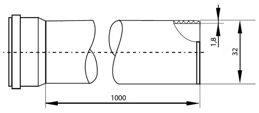 Канализационная труба RTP внутр полипропиленовая 32x18x1000