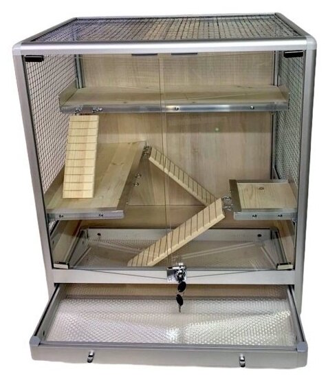 Клетка для грызунов со стеклянными дверками и поддоном Шиншиллкин - фотография № 2