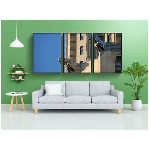 фото Набор модулных постеров для интерьера "chrysler здания, горгульи, нью-йорк" 60x90 см. в тубусе, без рамки lotsprints