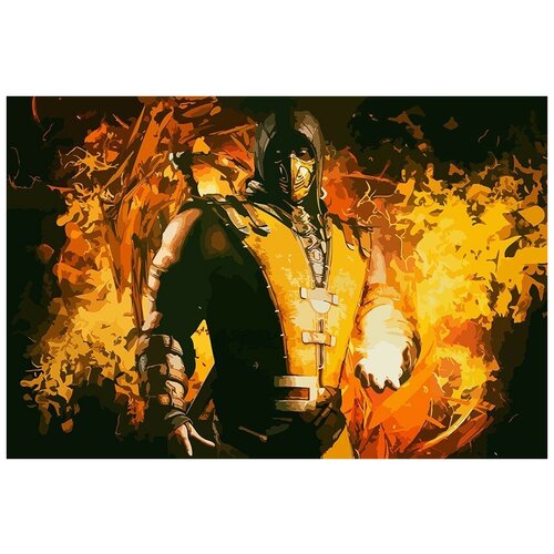 Картина по номерам на холсте игра Mortal Kombat (Саб-Зиро) - 8184 Г 60x40