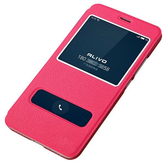 Чехол-книжка MyPads для iPhone 6 plus/ 6S plus с окошком для входящих вызовов и свайпом розовый
