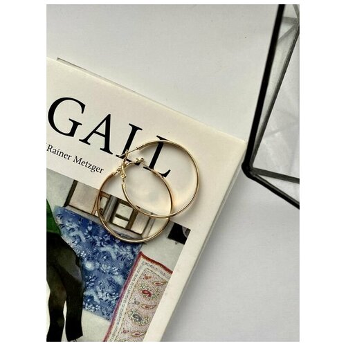 серьги конго кольца золото широкие 42мм