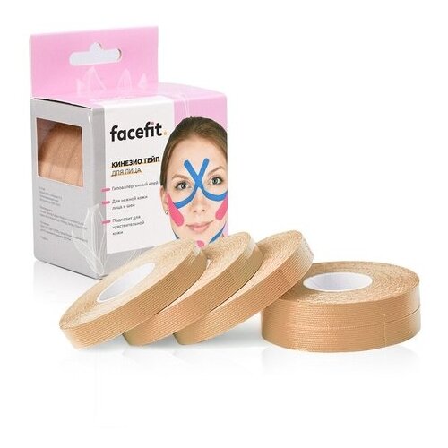 фото Facefit кинезио тейп 1 х 500 см 5 шт. бежевый