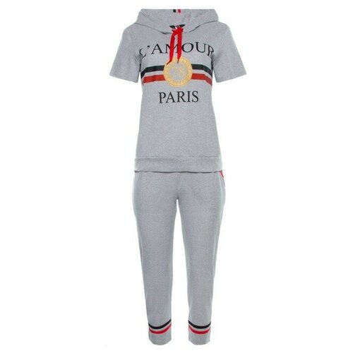 фото Трикотаж с любовью костюм женский домашний (футболка и бриджи), цвет меланж размер 54
